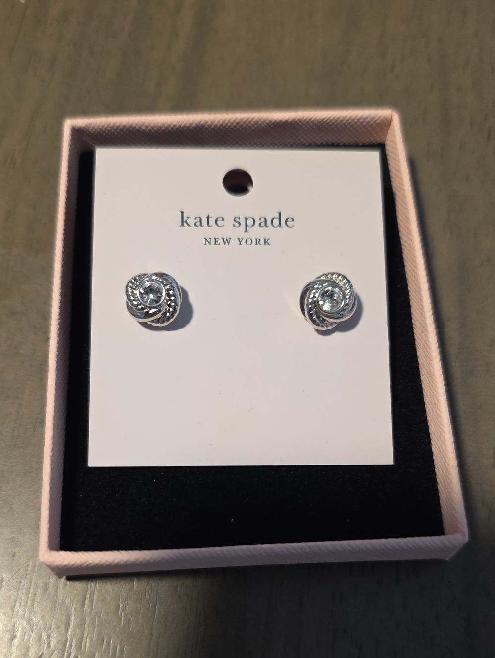 kate spade silver crystal knot stud earrings